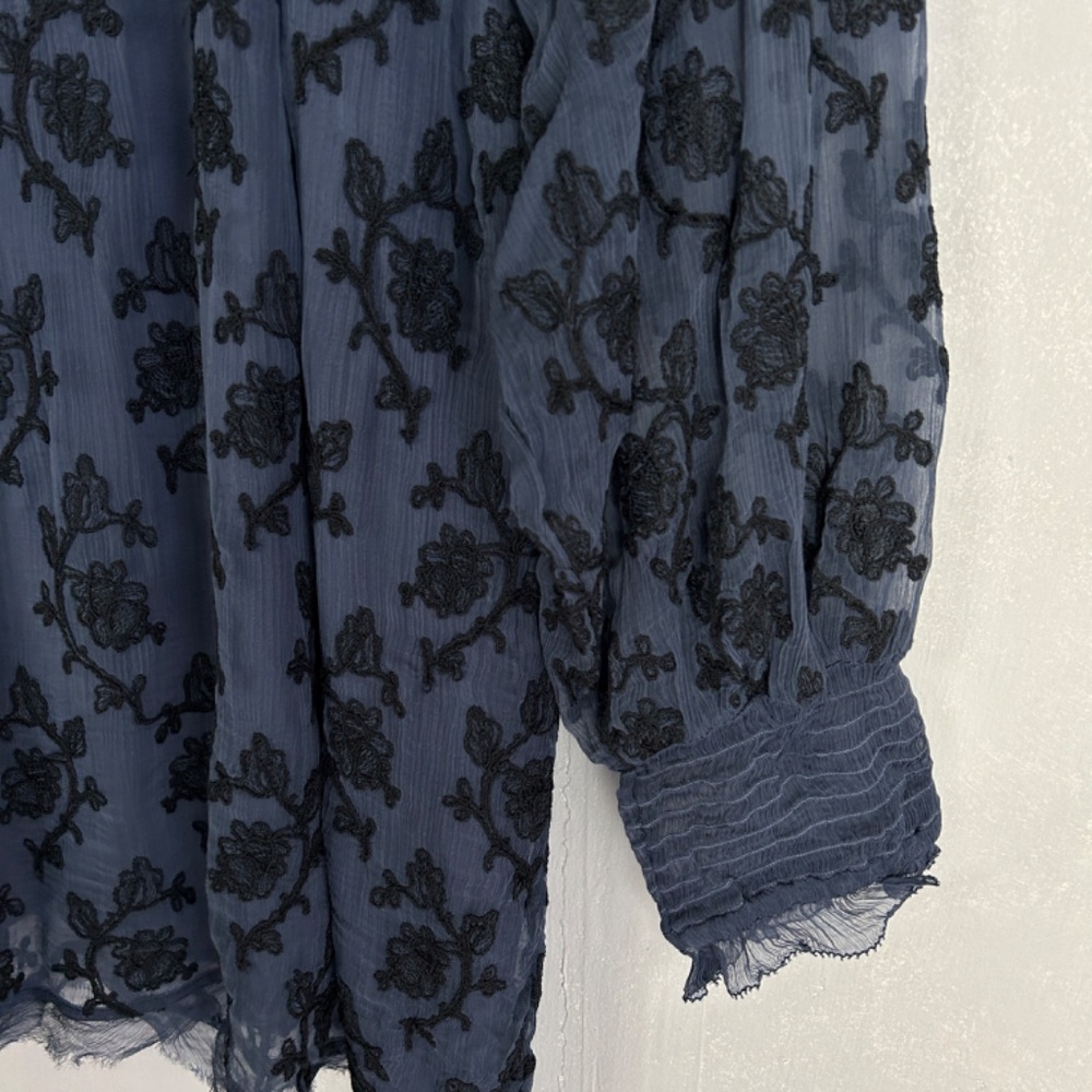 Sundance size XXL Gemma Elegance top long sleeve embroidered navy boho NEW - Picture 9 of 16